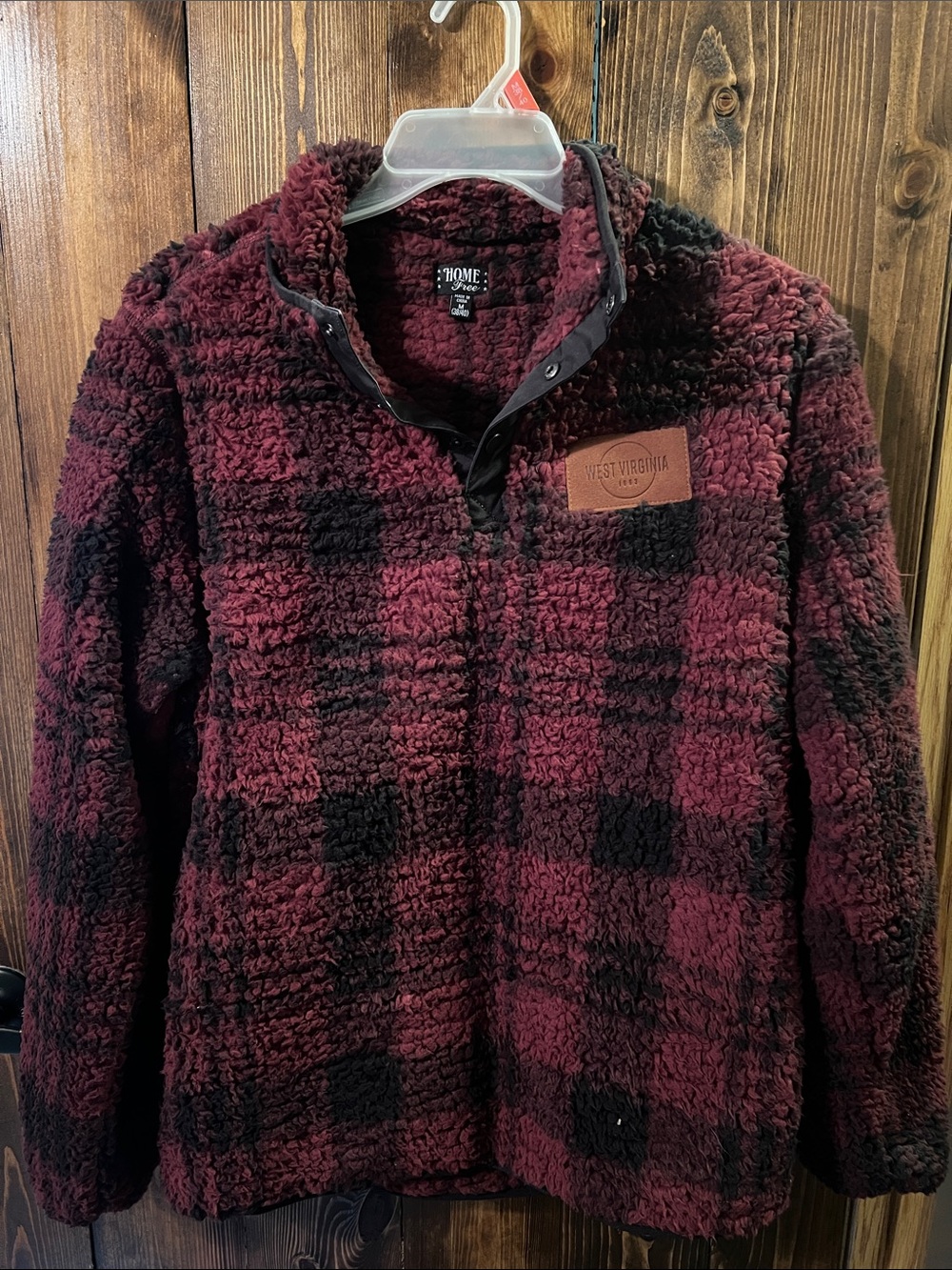 West Virginia Plaid Sherpa Pullover - Burgundy & Black